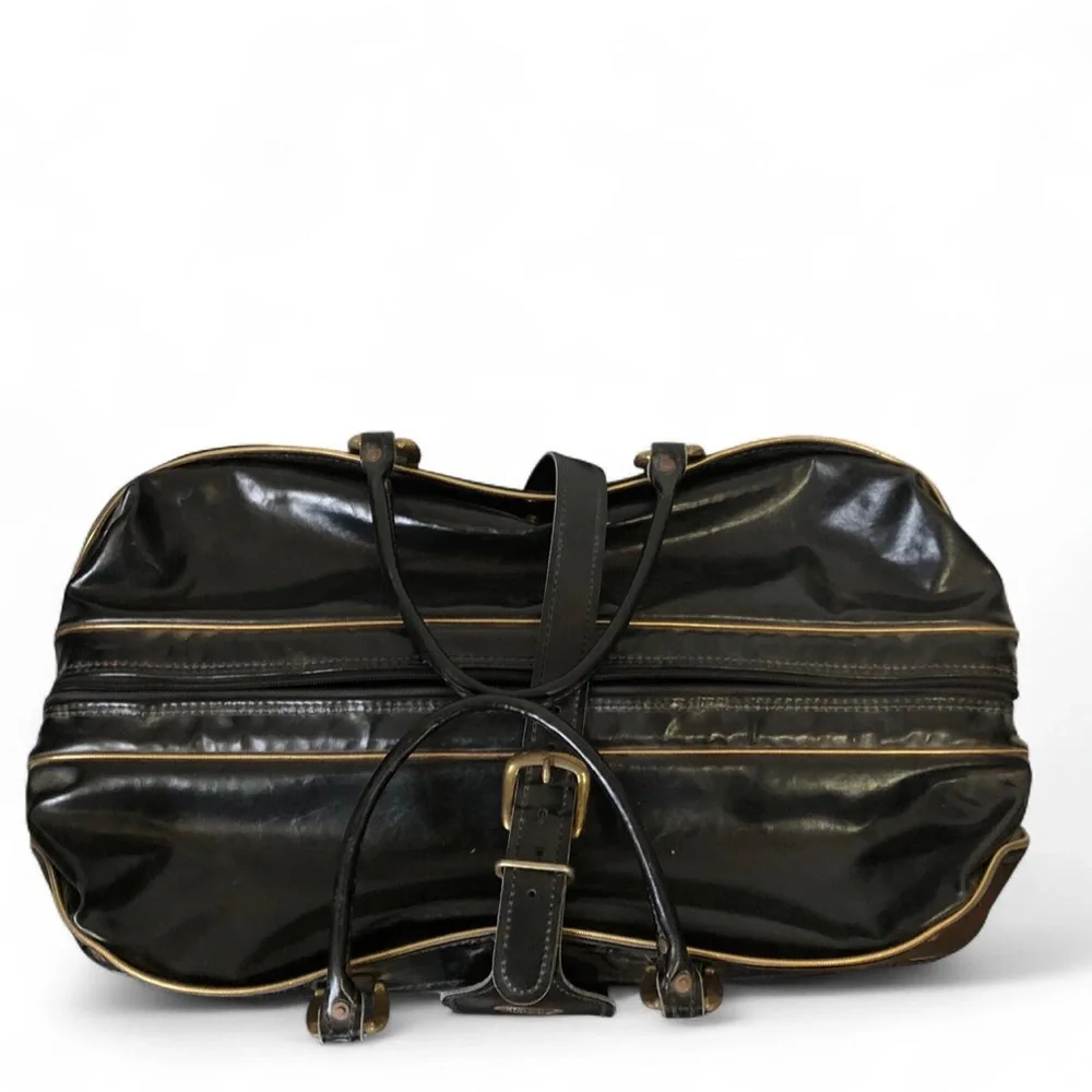 Burton MFG Co Jasper AL Leather Duffle Tote 2 Compartment Bag Hard Base Vintage